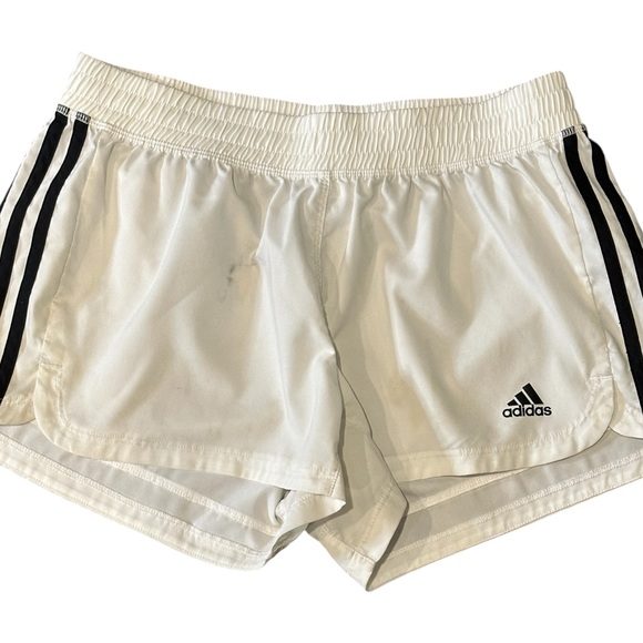 adidas Women's Athletic Shorts in White with Black Accents - Picture 3 of 6